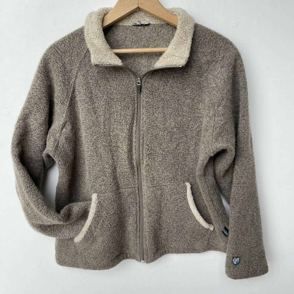 Kuhl Women’s Alpaca Fleece Full Zipper Sweater Jacket Blue White